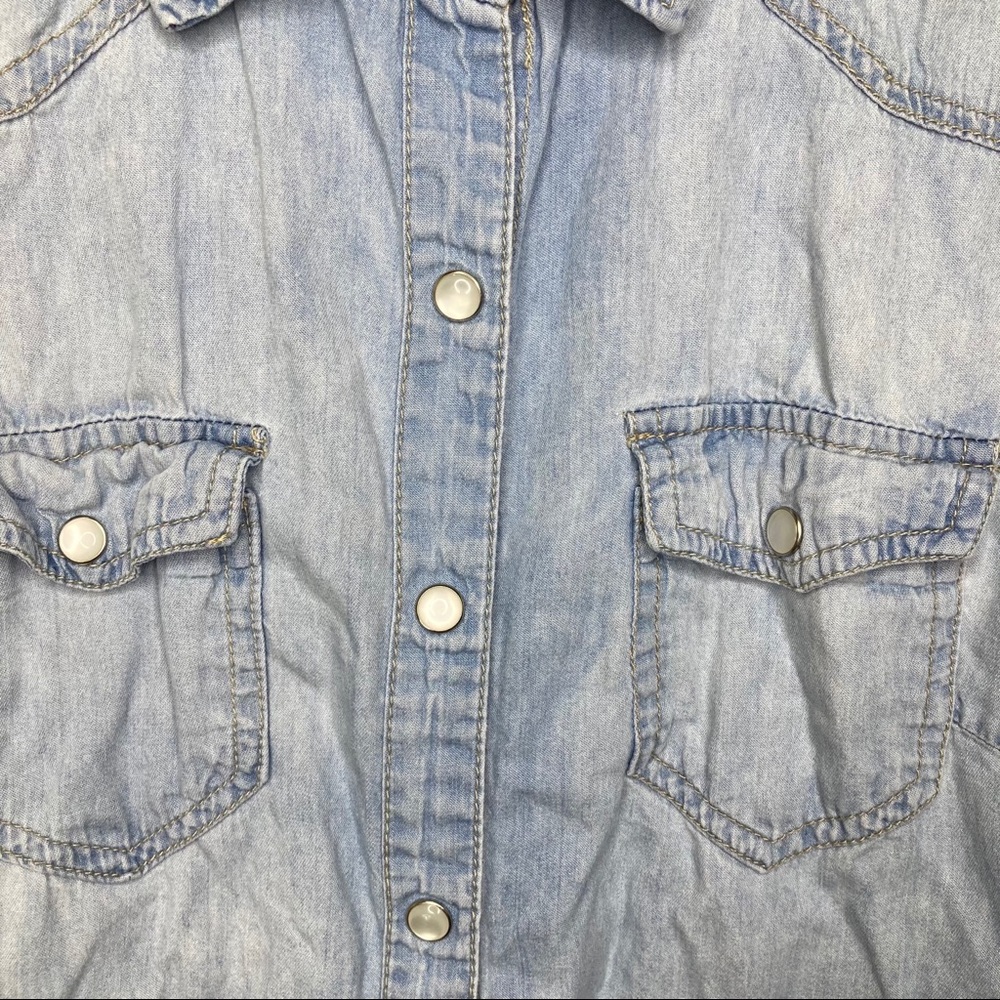 Iris Small Button Down Denim Shirt - image 3